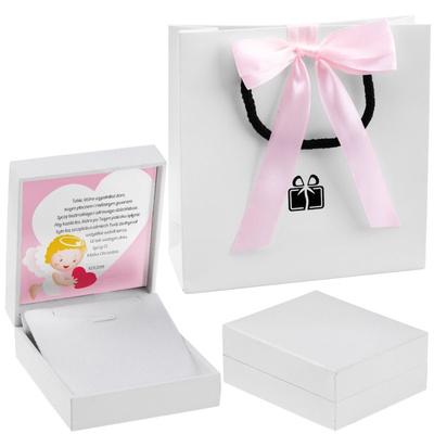 Białe z różową tasiemką