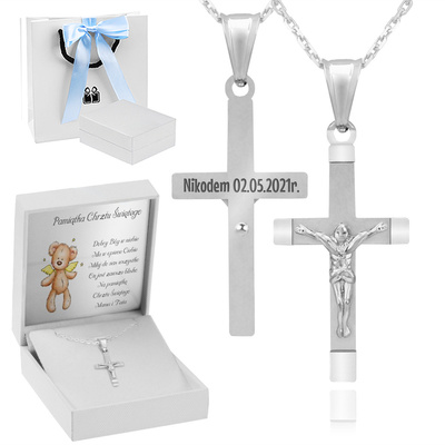 Białe z niebieską kokardką