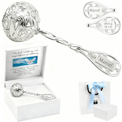 Białe z niebieską kokardką