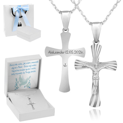 Białe z niebieską kokardką