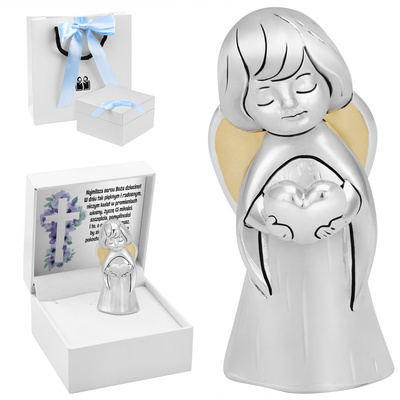 Anioł z sercem / niebieska kokardka