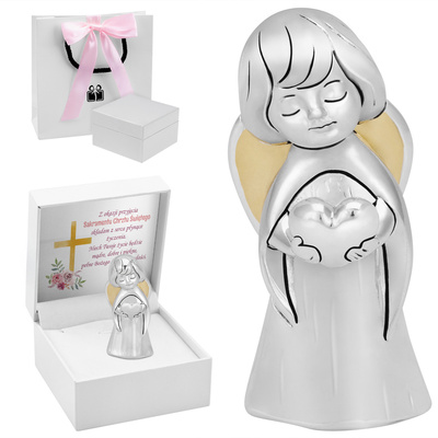 Anioł z sercem / różowa kokardka